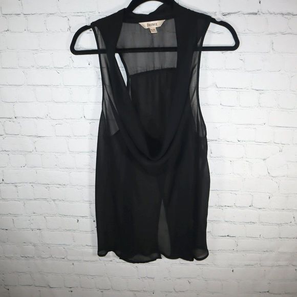 Decree Tops - Decree Black Sheer Sleeveless Top Women's Size XL